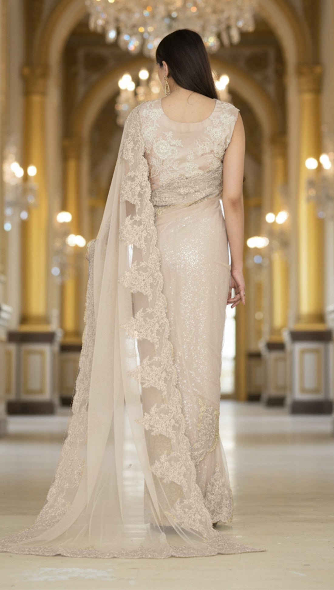 Threads and Motifs | Formal Dresses 25 | Net Embroidered Saree - Official Threads and Motifs stockist in UK - Sakeena London