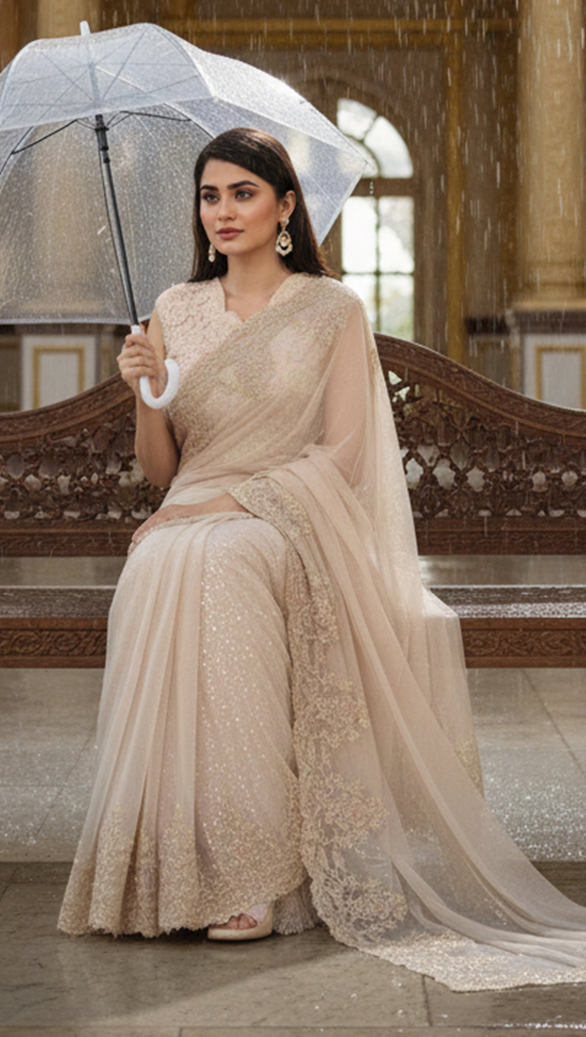 Threads and Motifs | Formal Dresses 25 | Net Embroidered Saree - Official Threads and Motifs stockist in UK - Sakeena London
