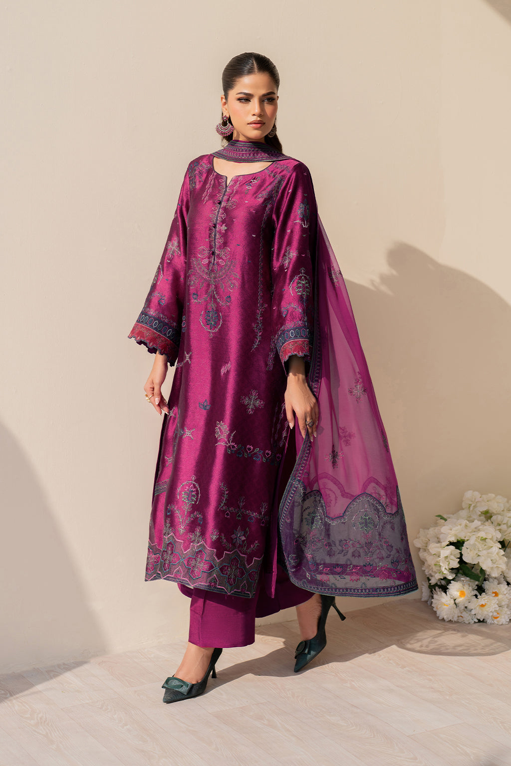 Iznik | Festive Formal | UE-436 Embroidered Pure silk - Official Iznik stockist in UK - Sakeena London