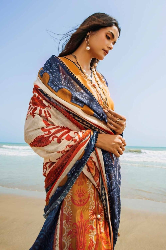 Gul Ahmed | Winter Collection 24 | Cotton Net Dupatta CD-32008 - Official Gul Ahmed stockist in UK - Sakeena London