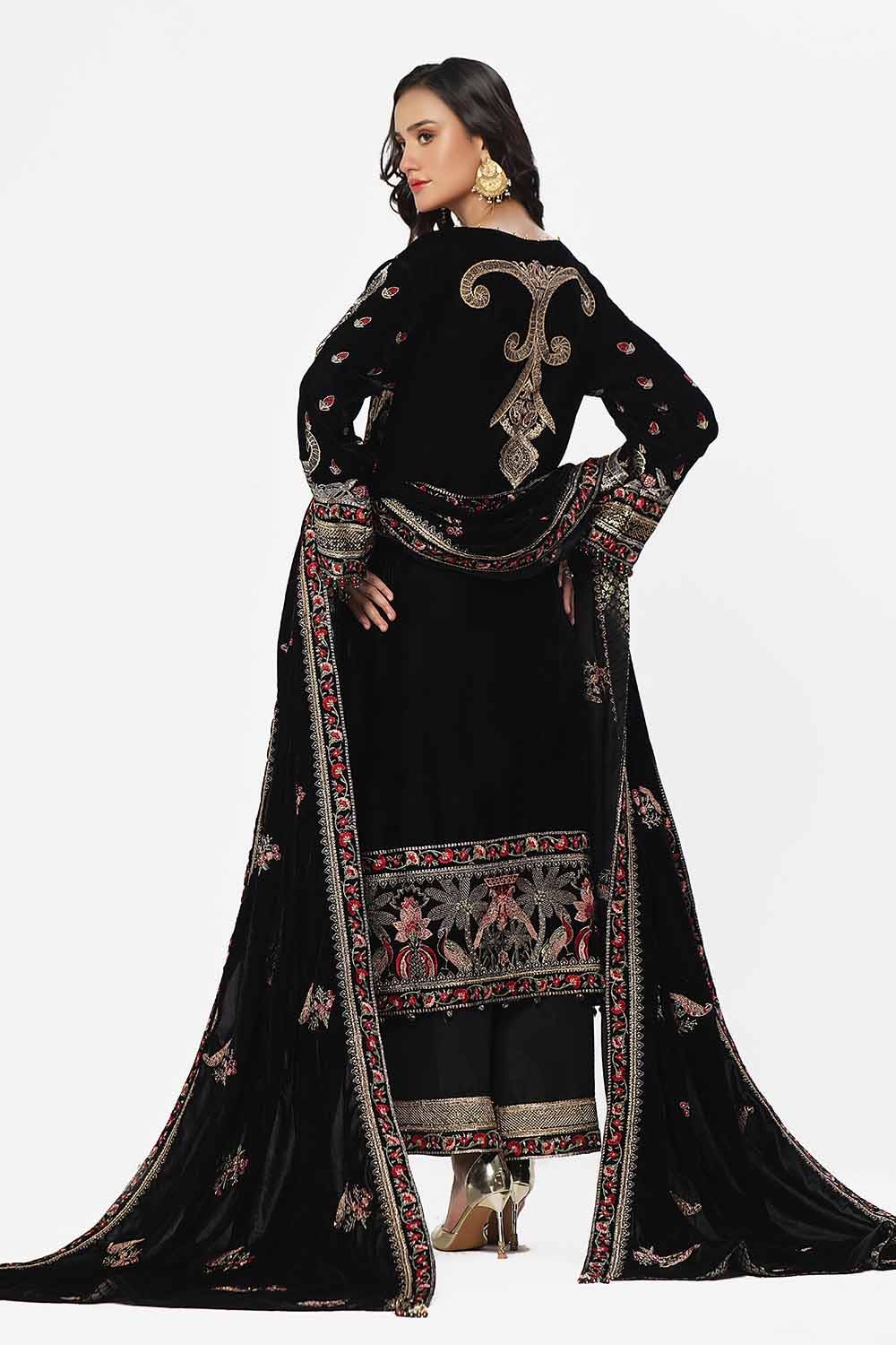 Gul Ahmed | Winter Collection 24 | Velvet Dupatta WV-42002 - Official Gul Ahmed stockist in UK - Sakeena London