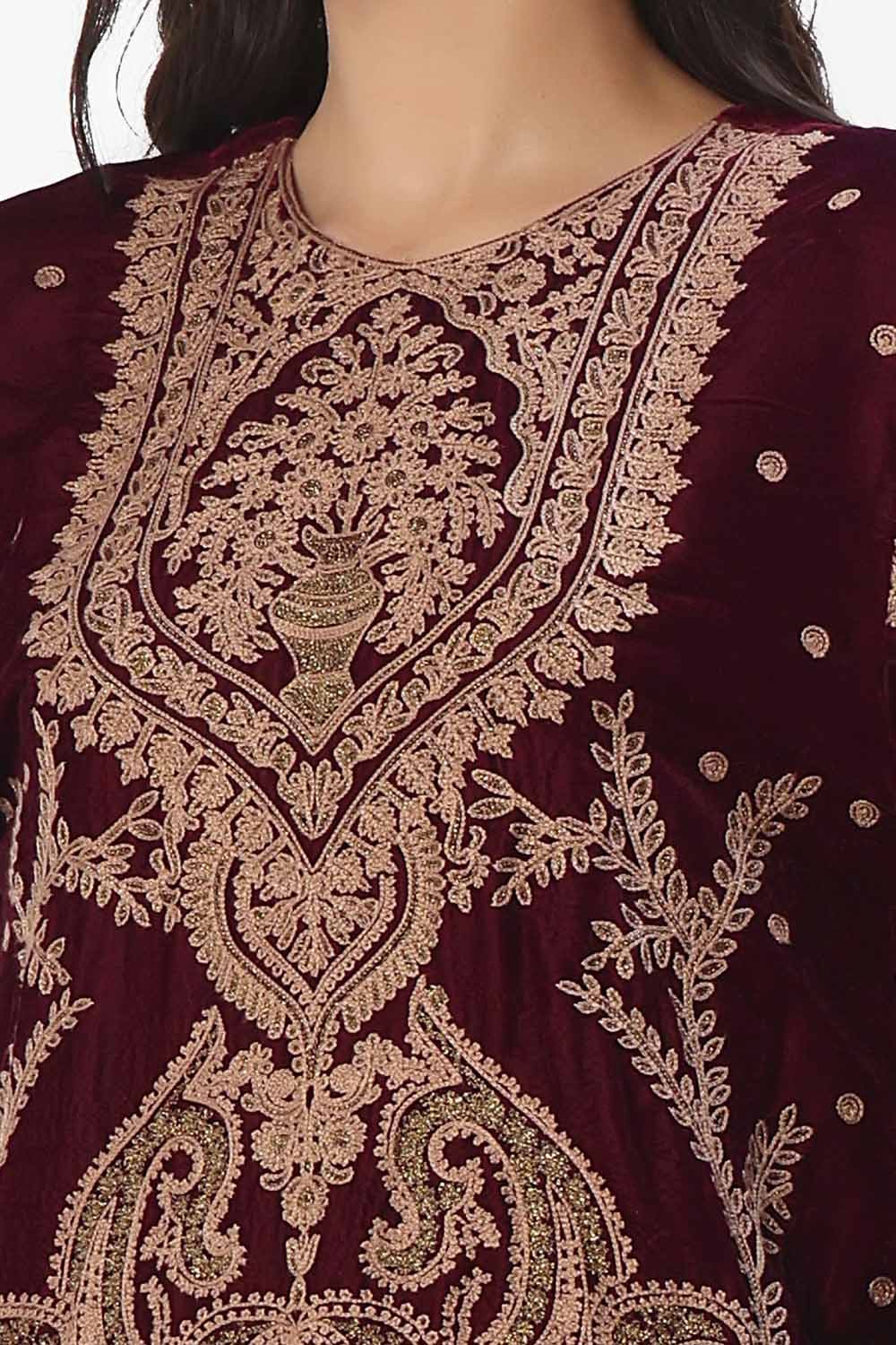 Gul Ahmed | Winter Collection 24 | Velvet Dupatta WV-42003 - Official Gul Ahmed stockist in UK - Sakeena London