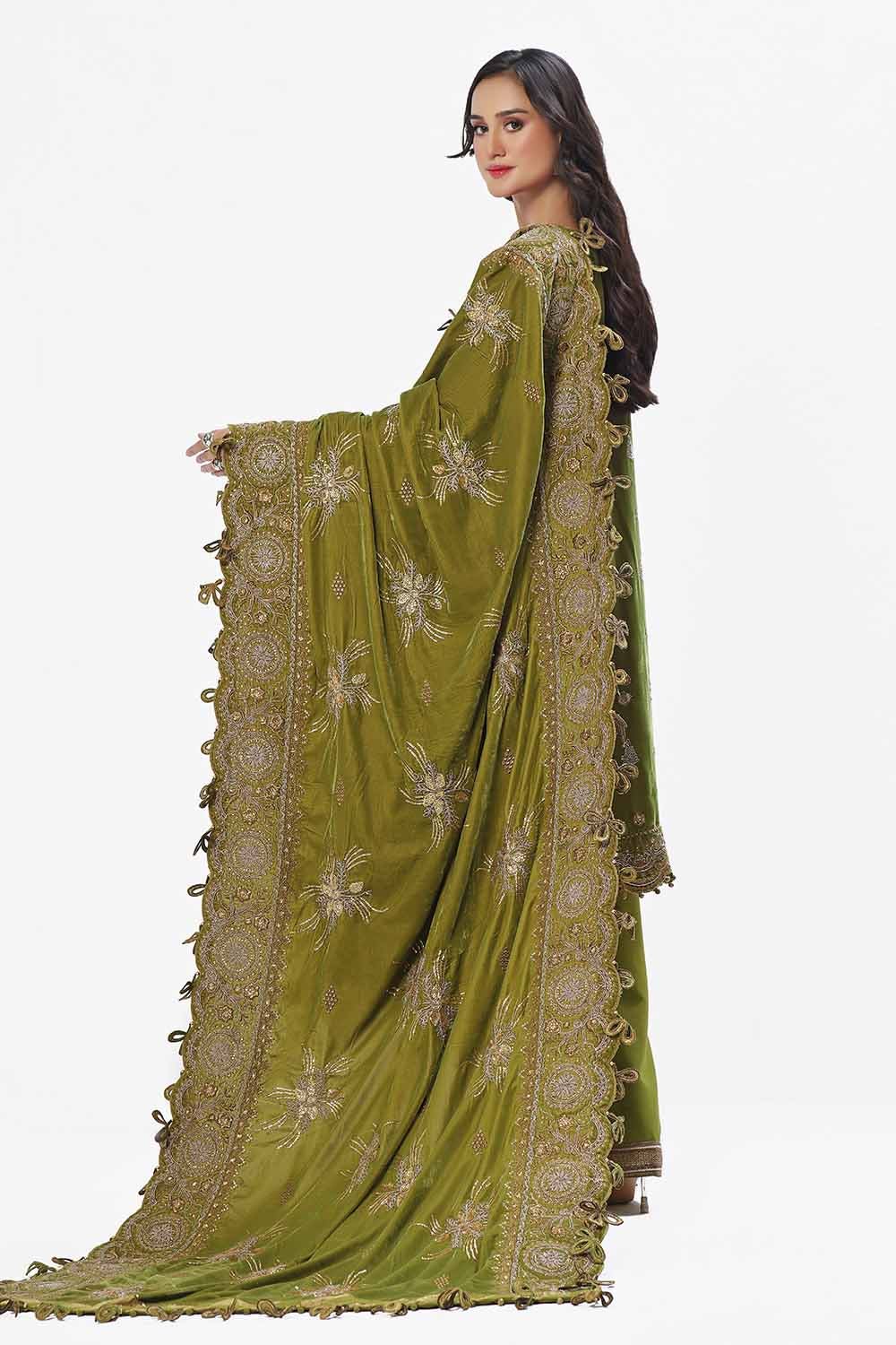 Gul Ahmed | Winter Collection 24 | Velvet Dupatta WV-42007 - Official Gul Ahmed stockist in UK - Sakeena London