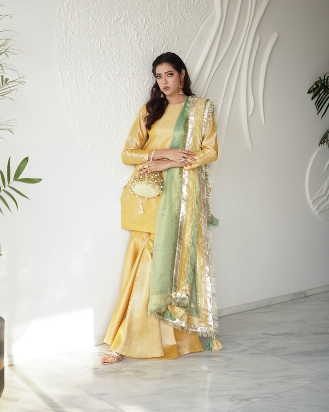 Zar | Gharara Formals | Yellow - Official Zar stockist in UK - Sakeena London