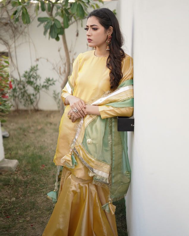 Zar | Gharara Formals | Yellow - Official Zar stockist in UK - Sakeena London