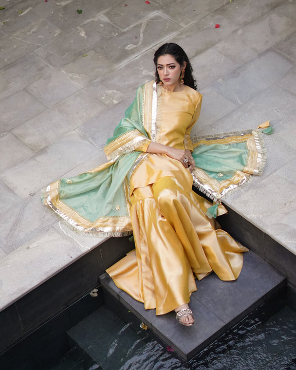 Zar | Gharara Formals | Yellow - Official Zar stockist in UK - Sakeena London